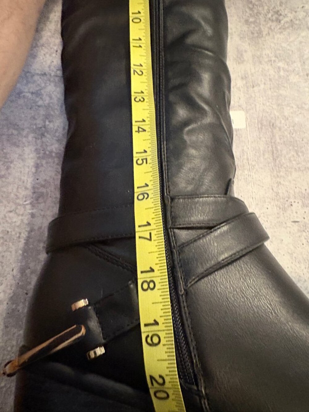 Women's Black Knee-High Buckle Boots - Picture 6 of 8